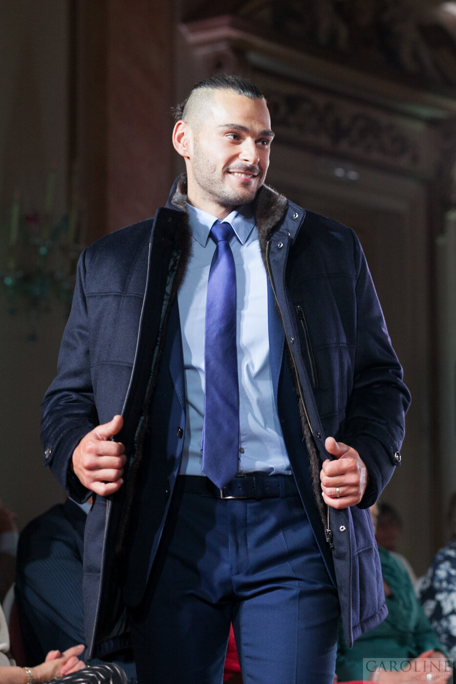 Blue trench lined in sable