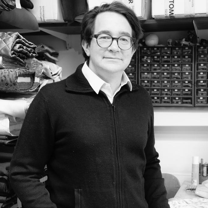 Lionel Fuchs in the atelier — black-and-white portrait