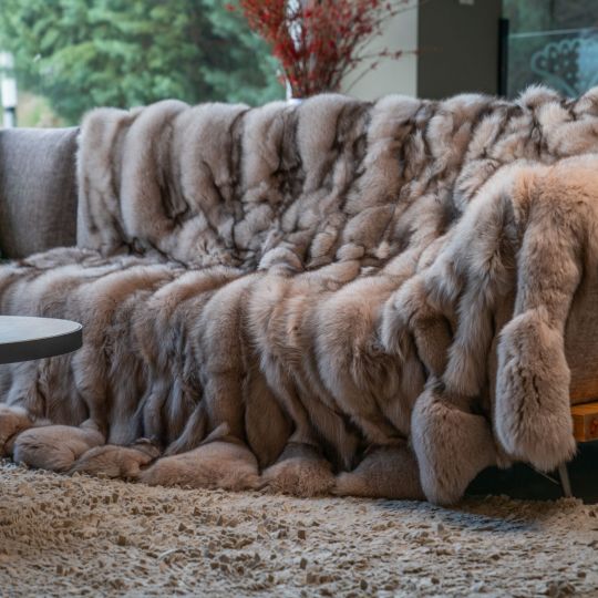 Sofa throw in beige fox